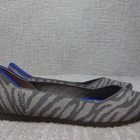 ROTHY'S The Point Retired Zebra Print Flats Slip on Shoes Women's Size 7 - Picture 5 of 12